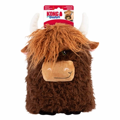 Kong Comfort Hundeleksak Highland Cow MAX Jumbo XL BrunMix